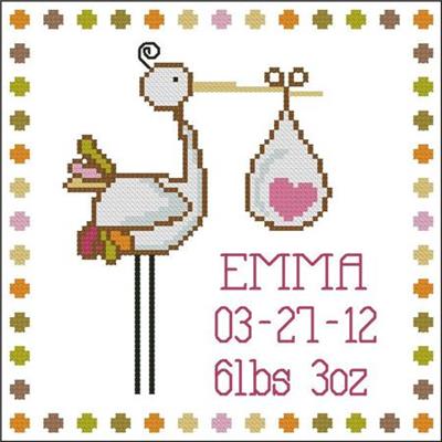 (image for) Stork Baby Announcement Girl